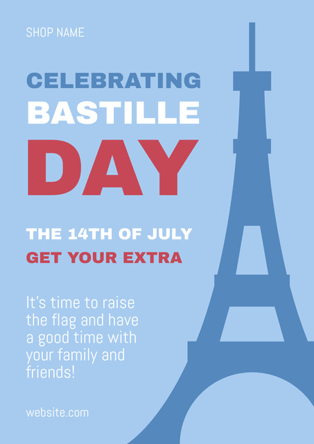 Bastille Day Сelebration Announcement Poster Design Template