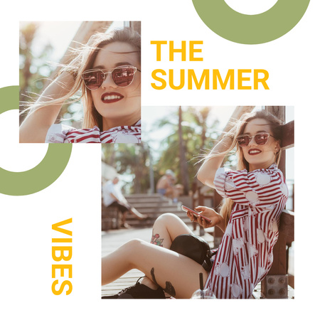 Summer Vibes with Girl Instagram – шаблон для дизайна