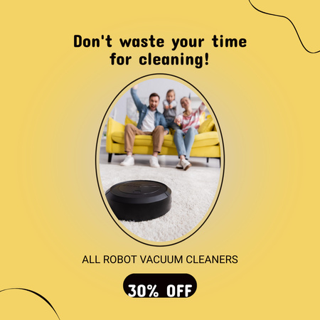 Designvorlage Einfache Reinigung mit Roboter-Staubsaugern für Instagram AD