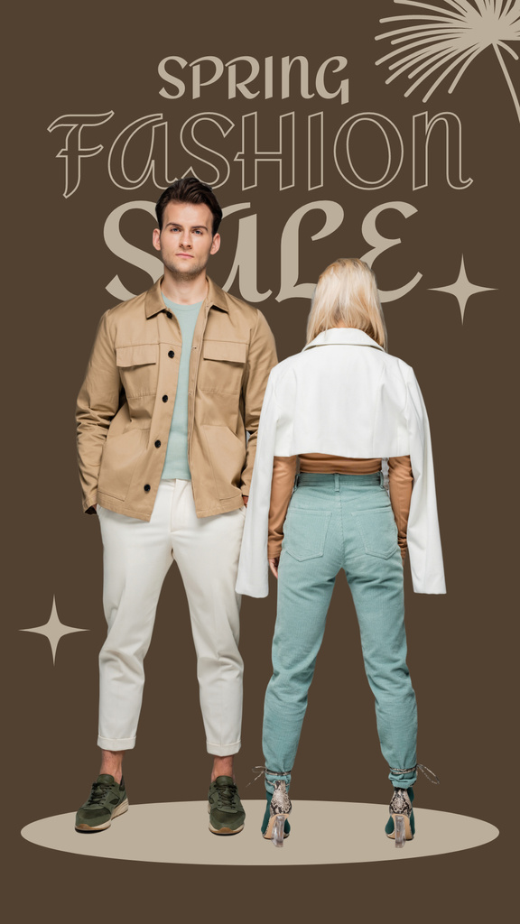 Fashion Spring Sale with Stylish Couple Instagram Story Design Template