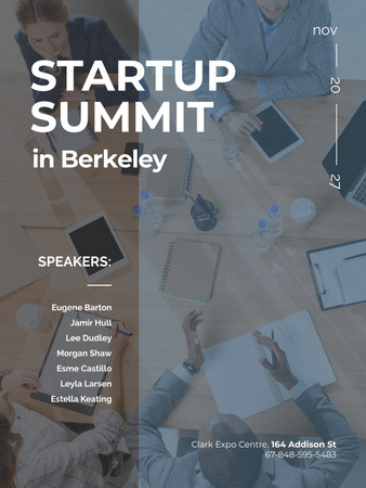 Startup Summit Announcement with Team at Meeting Poster US Design Template