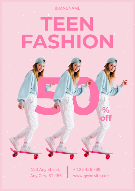 Casual Teen Fashion Sale Offer Poster Design Template