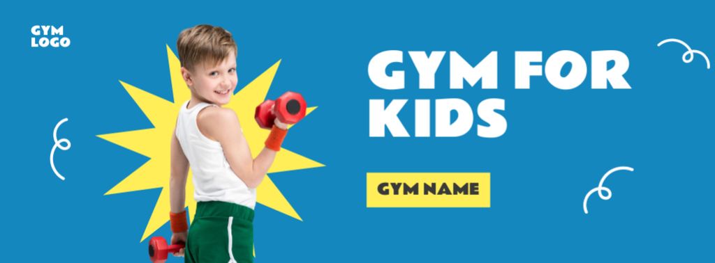 Children's Gym With Dumbbells Promotion Facebook cover Πρότυπο σχεδίασης