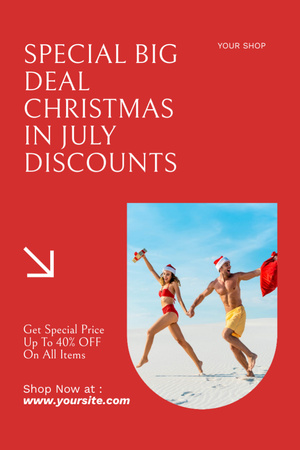 Special Christmas Sale in July with Happy Couple by  Sea Flyer 4x6in Design Template