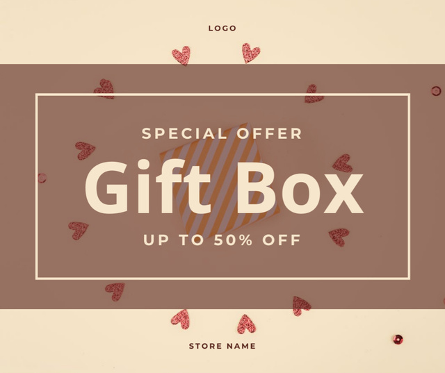 Gift Box with Love Special Offer Facebook Šablona návrhu