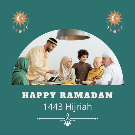 Šťastný ramadánový pozdrav na zelené Instagram Šablona návrhu