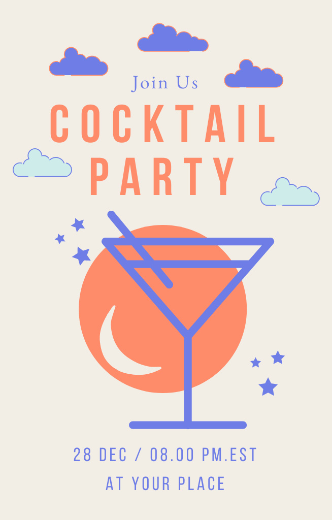 Cocktail Party Appointment Invitation 4.6x7.2in Šablona návrhu
