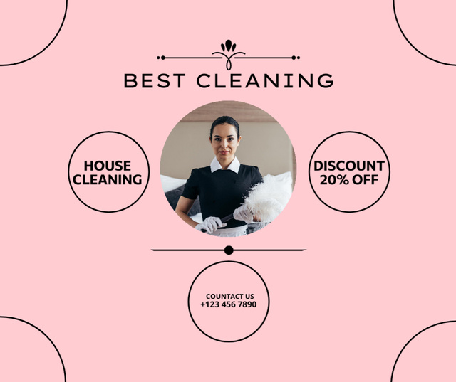 Offer Discounts on House Cleaning Services Facebookデザインテンプレート