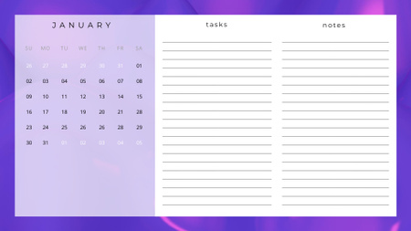 Bright Purple Gradient Frame Calendar Tasarım Şablonu
