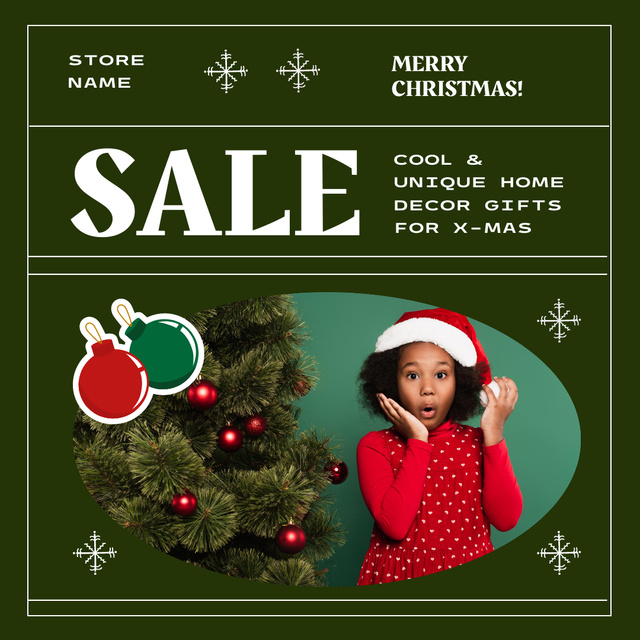 Christmas Sale Announcement with Cute Little Girl Instagram Design Template