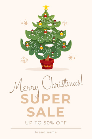 Christmas Sale Offer Tree in Flowerpot Pinterestデザインテンプレート