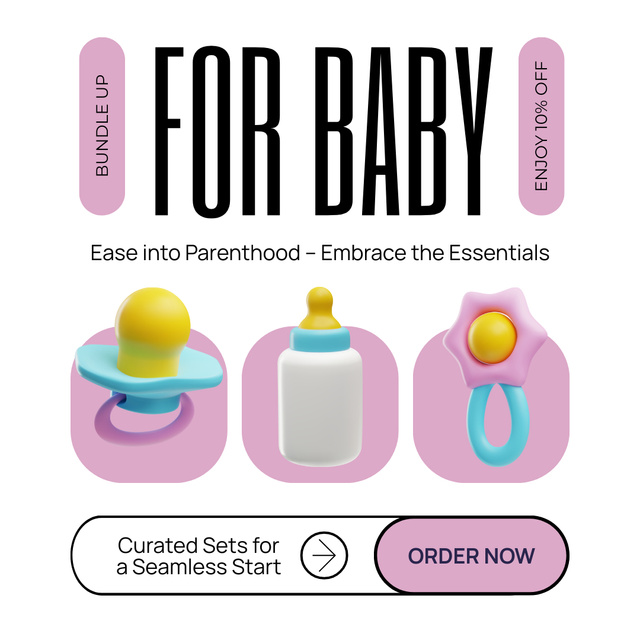 Plantilla de diseño de Preparing for Parenthood with Baby Essentials Instagram AD 