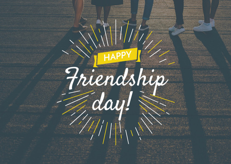 Friendship Day Greeting Young People Together Card Design Template