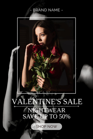 Designvorlage Nachtwäsche-Sale zum Valentinstag für Pinterest