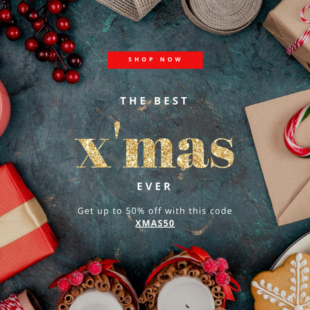Christmas Sale Announcement with Gifts Instagram Design Template