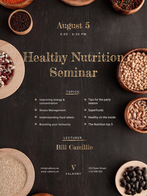 Seminar Ad with Healthy Nutrition Dishes Poster US Πρότυπο σχεδίασης