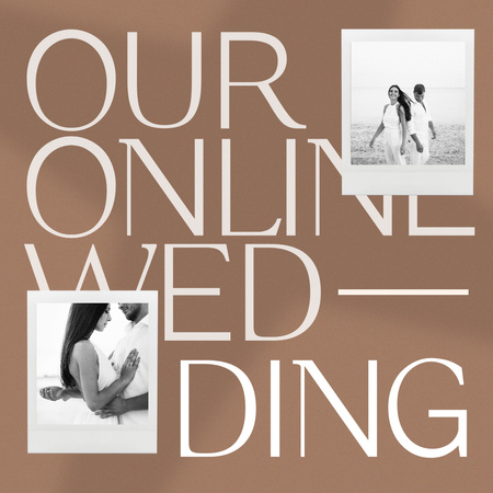online esküvői közlemény boldog romantikus párral Instagram tervezősablon