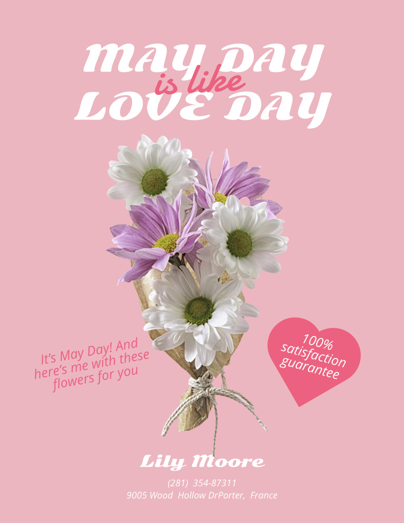 Platilla de diseño May Day Celebration Announcement with White Daisies Poster 8.5x11in