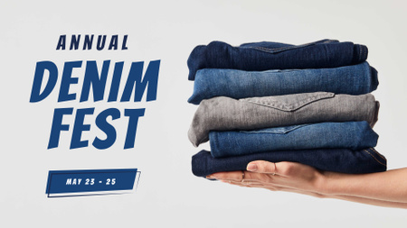 Módní prodej modré džíny hromadu FB event cover Šablona návrhu