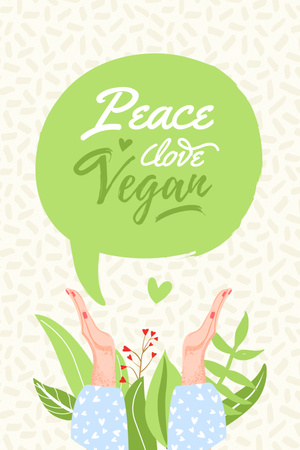 Vegan Lifestyle Concept with Green Plant Pinterest Design Template