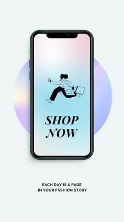Woman with Shopping Bags on Phone screen Instagram Video Story Design Template
