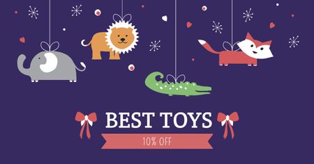 Cute hanging Toy Animals Facebook AD Design Template