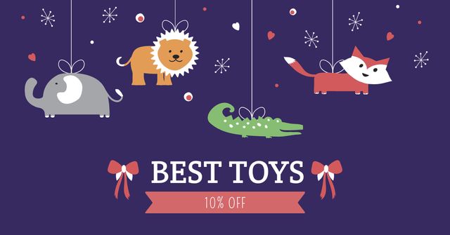 Cute hanging Toy Animals Facebook AD – шаблон для дизайну