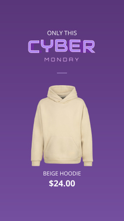 Ontwerpsjabloon van Instagram Video Story van Cyber Monday-uitverkoop van stijlvolle hoodies