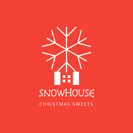 Christmas Holiday Greeting with Snowflake Logo Design Template