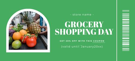 Grocery Shopping Day Announcement Coupon 3.75x8.25in Design Template