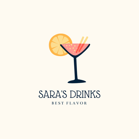 Advertisement for Cocktails and Drinks Logo 1080x1080pxデザインテンプレート