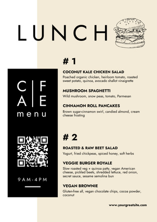 Designvorlage Black and Beige Lunch Cafe für Menu