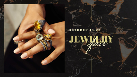 Woman in Rings with Rare Gemstones FB event cover tervezősablon