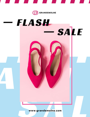 Female Fashionable Shoes in Pink Flyer 8.5x11in Design Template
