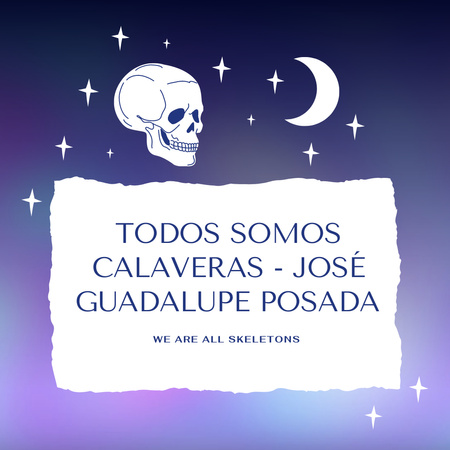 Designvorlage dia de los muertos urlaub mit totenkopf und mond für Animated Post