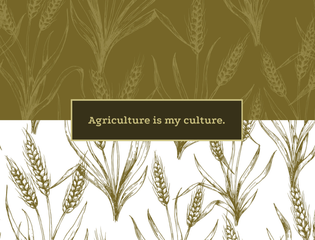 Wheat Ears Illustrated Pattern with Phrase about Agriculture Postcard 4.2x5.5in Design Template