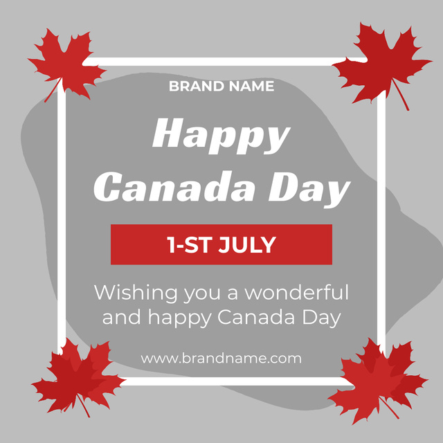 Happy Canada Day on Red and Grey Instagram Modelo de Design