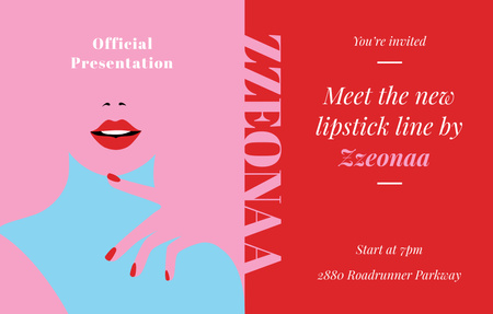 New Lipstick Product Line Promotion Invitation 4.6x7.2in Horizontal Design Template