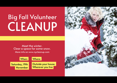 Nainen Winter Volunteer Cleanupissa Flyer A6 Horizontal Design Template