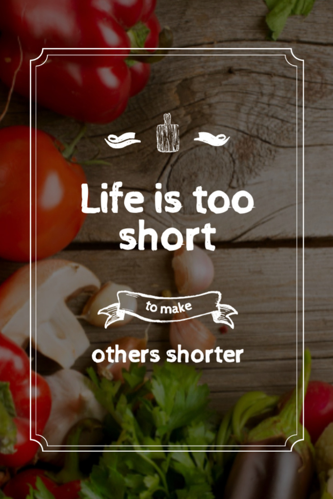 Inspirational Phrase About Life And Food On Table Postcard 4x6in Vertical – шаблон для дизайна