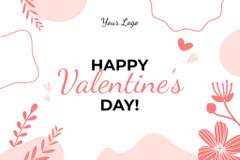 Valentine's Day Greeting with Cute Floral Illustration