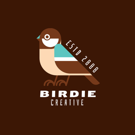 Cute Brown Sparrow Bird Logo Modelo de Design