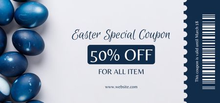 Easter Special Offer with Blue Painted Easter Eggs Coupon Din Large Design Template
