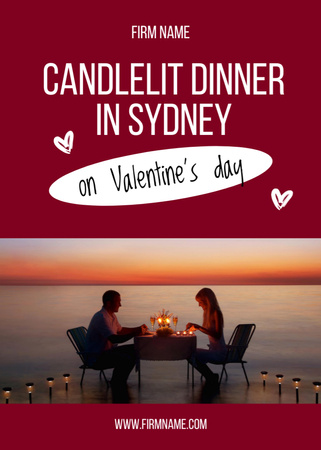 Valentine's Day Offer of Romantic Dinner Flayer tervezősablon