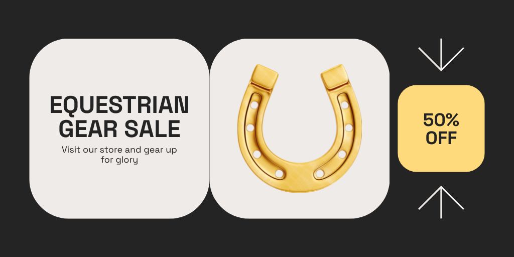 Designvorlage Equestrian Sport Gear Sale At Half Price für Twitter