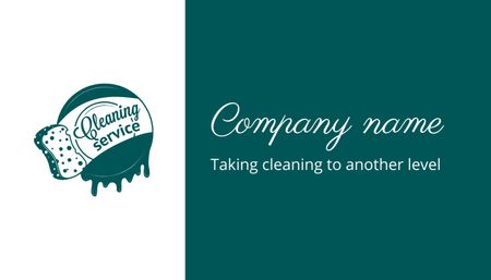 Plantilla de diseño de Cutting-edge Cleaning Services Ad With Sponge And Slogan Business Card US 
