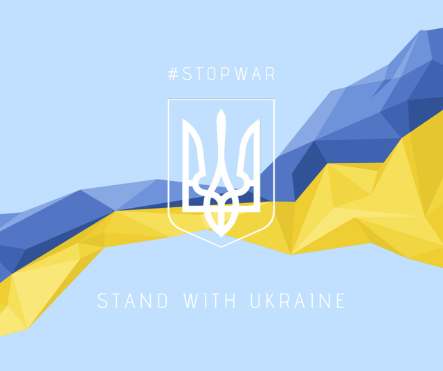 Ukrainian National Flag and Emblem of Ukraine Facebookデザインテンプレート