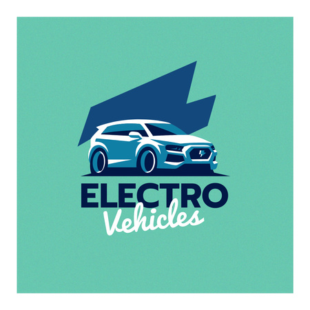 Electric Vehicles Ad With Emblem In Green Logo 1080x1080px – шаблон для дизайну