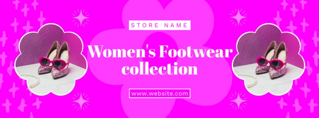 Lovely Women's Footwear Collection Offer In Pink Facebook cover Design Template