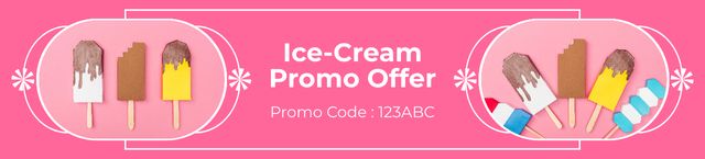 Promo of Yummy Ice Cream Offer Ebay Store Billboard Πρότυπο σχεδίασης